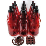 9 x 2.5L (2500ml) PET Amber Brown Bottles with Screw Caps and Handles