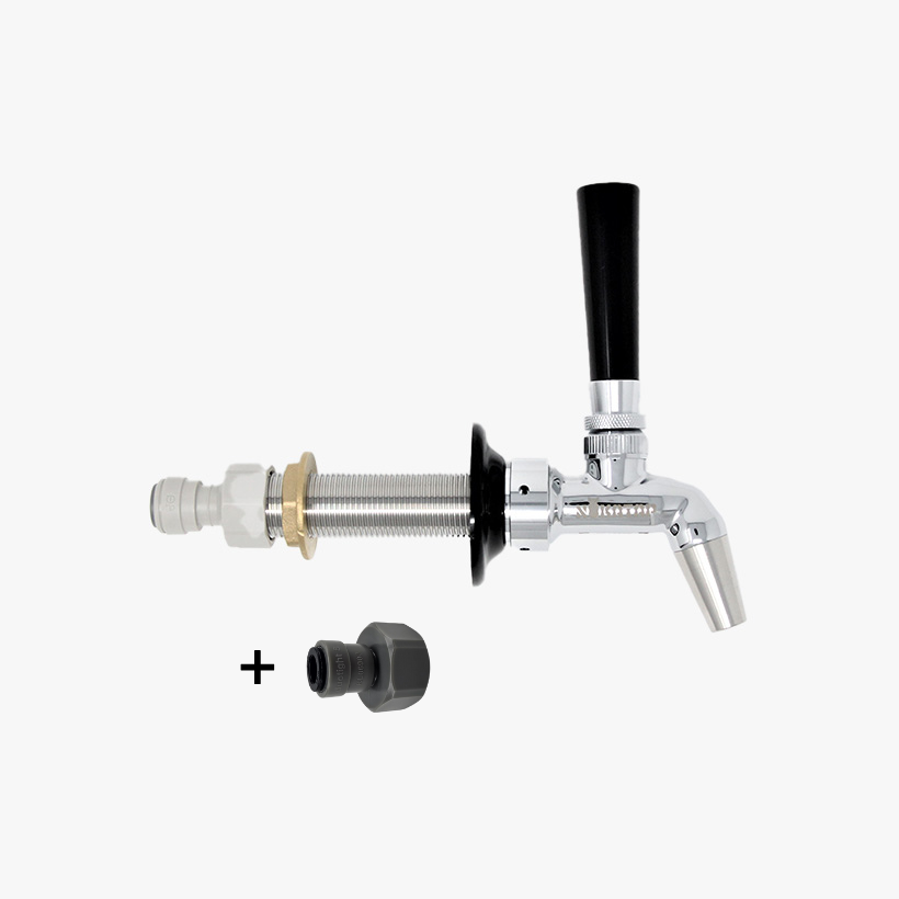 Silver and black beer taps and accessories 