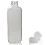 1L Square Plastic Juice and Smoothie Bottle PET - 38mm Neck with Cap