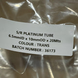 Platinum Cured Silicone Tubing 6.5mm ID x 10mm OD (per metre)