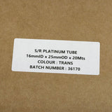 Platinum Cured Silicone Tubing 16mm ID x 25mm OD (per metre)