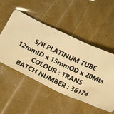 Platinum Cured Silicone Tubing 12mm ID x 15mm OD (per metre)